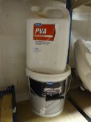 5L Bottle of PVA Glue and a Part Used 6L Tub of Co