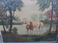 Framed Oil Painting - Horses