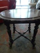 Vintage Round Side Table on Turned Legs