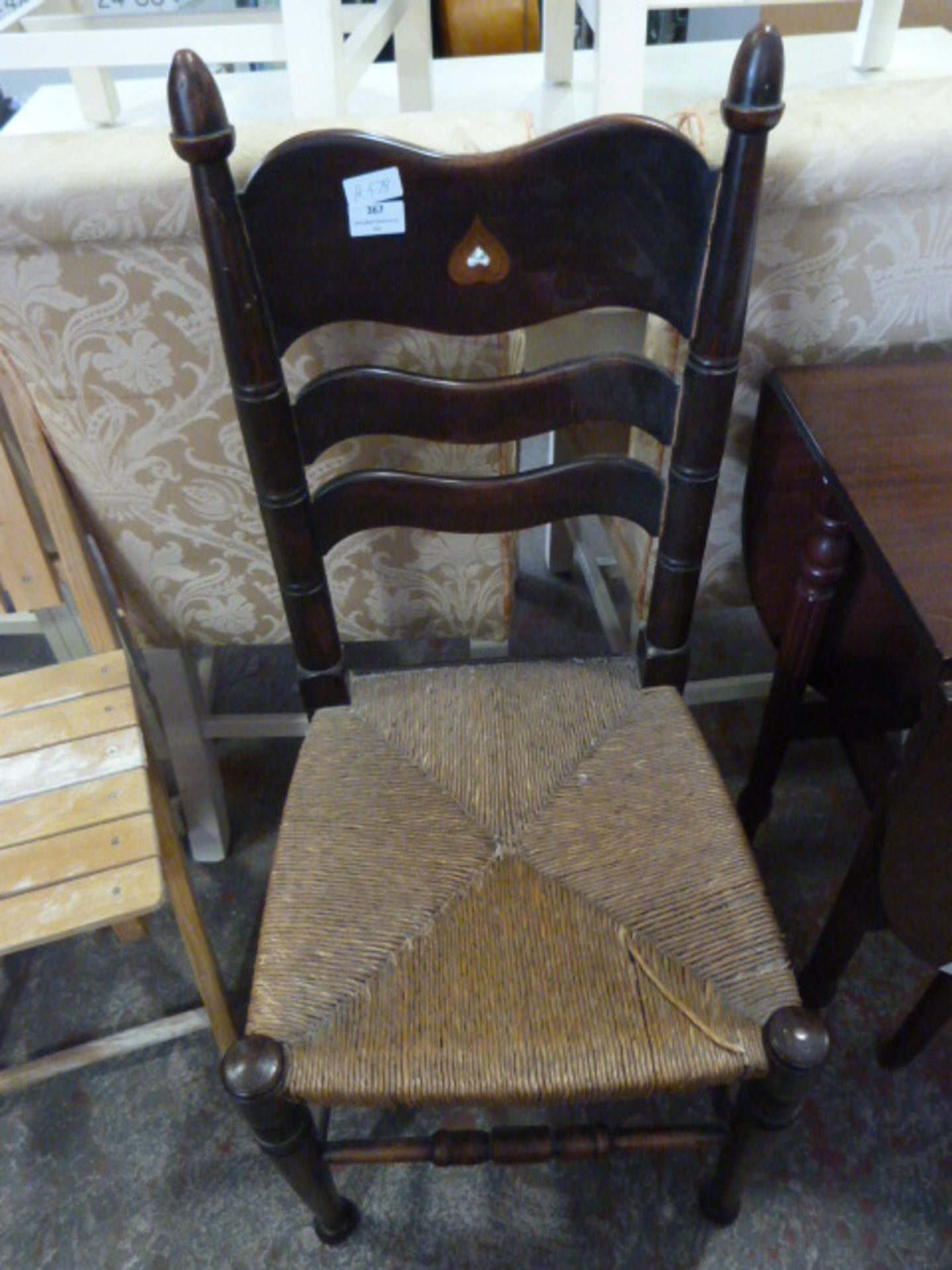 Antique Seagrass Seated Chair with Inlaid Mother o