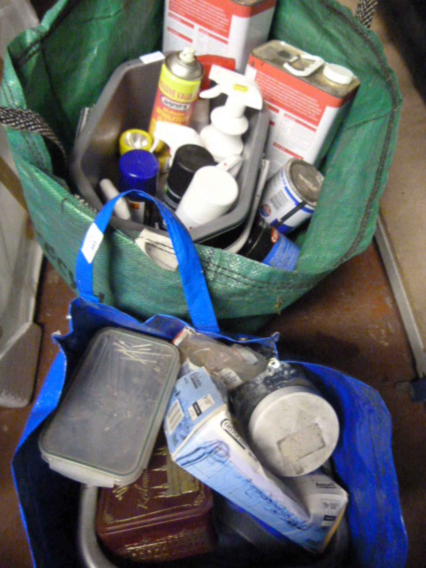 Two Bags of Fittings and Cleaning Products (Some P