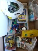 Box of Assorted Toys Including Soldiers, Pokemon C