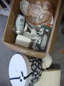 Box Containing Table Lamps, Hat Box and Assorted C