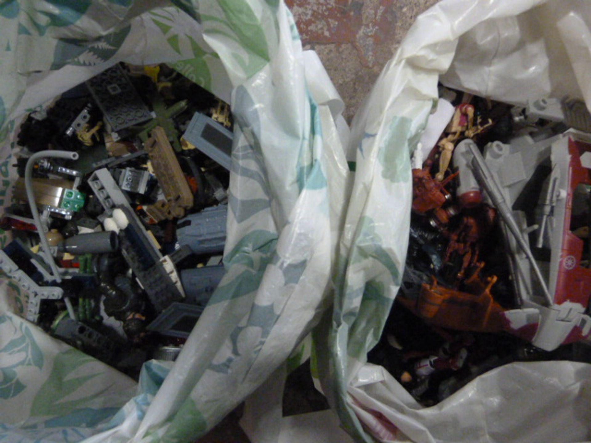Two Bags of Toys Including Lego, Action Figures, e