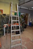 Set of Eight Tread Wooden Step Ladders