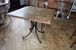 *Two Square Dining Tables on Wrought Iron Bases wi