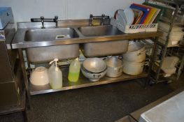 *Stainless Steel Commercial Double Sink Unit with