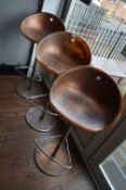 *Three Gas Lift Copper Painted Bar Stools