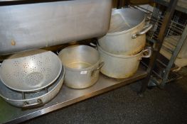 *Three Aluminium Pans and To Aluminium Colanders