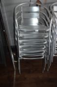 *Six Tubular Aluminium Stackable Chairs