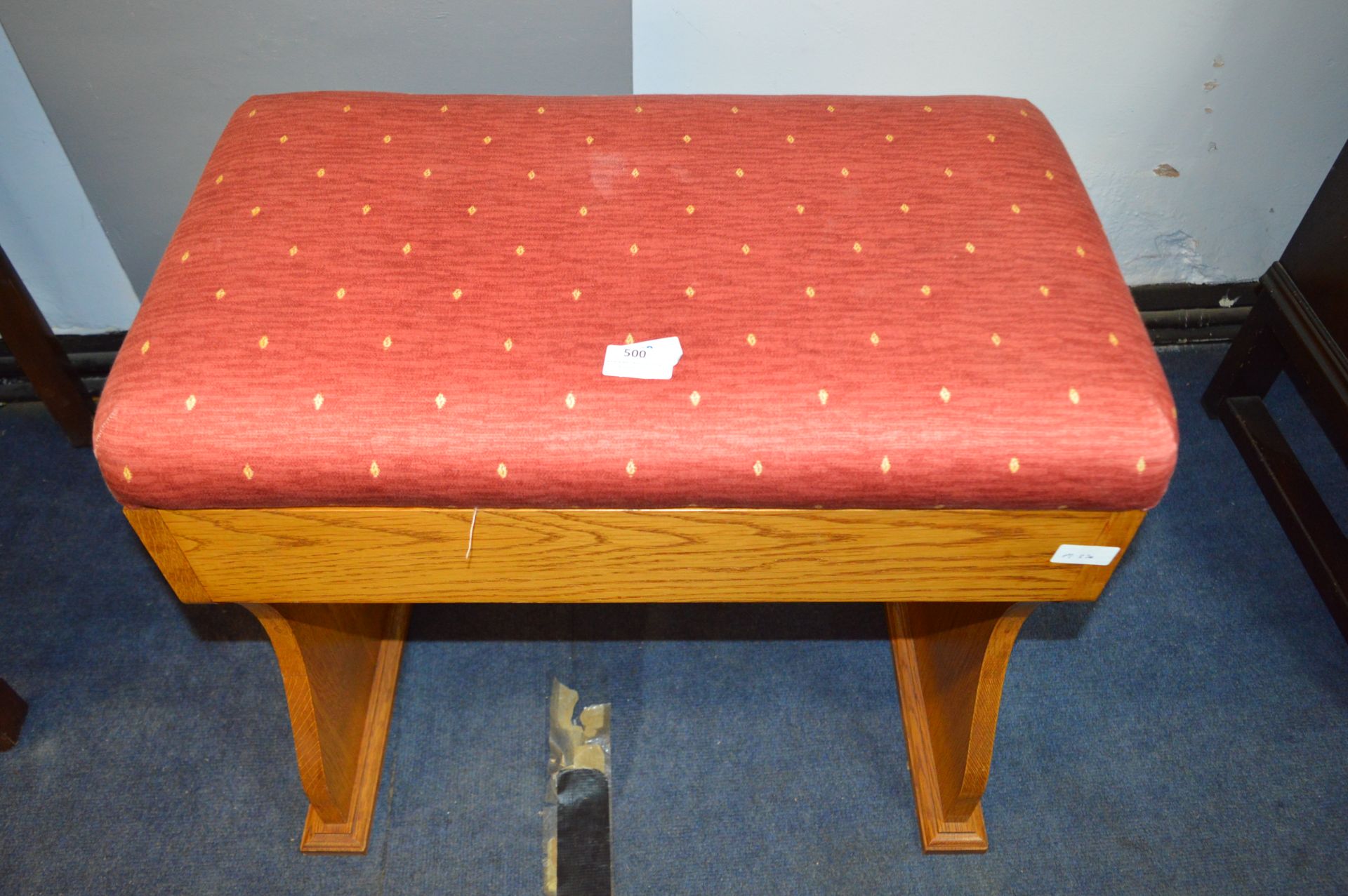 Oak Based Dressing Table Stool with Upholstered Li