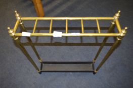 Brass Framed Stick Stand with Cast Iron Tray