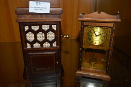 Two Musical Ornaments, Gramophone and Mantel Clock