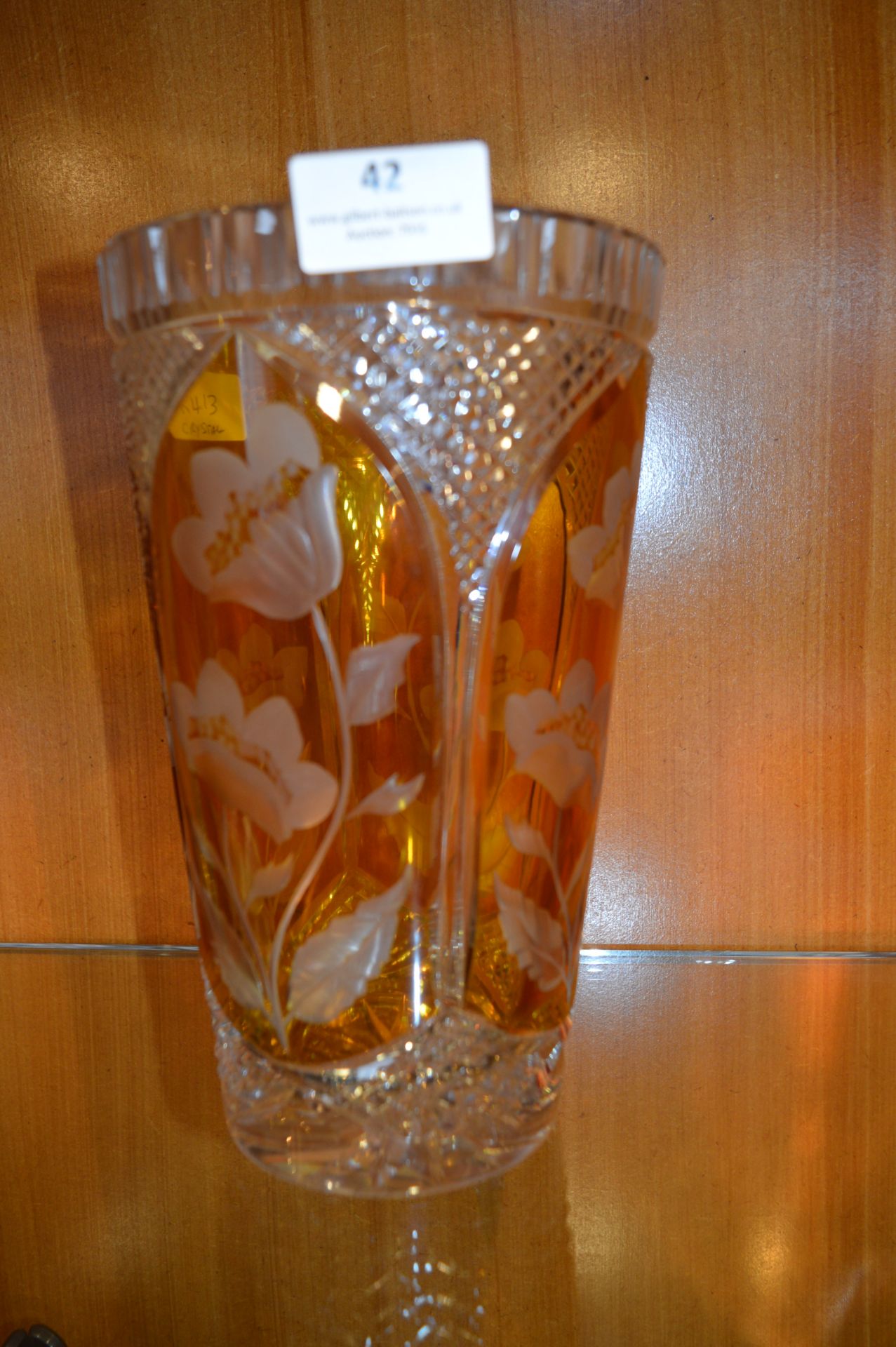 Bohemia Vintage Engraved Crystal Glass Vase with Flower Design