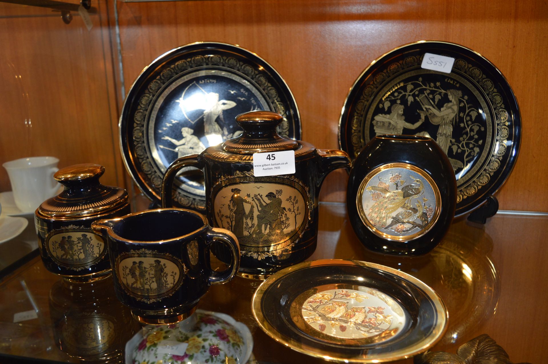 Japanese Chokin Gilt Decorated Tea Ware and Plates