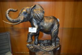 Bronze Effect Pottery Figurine - Elephant