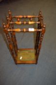 Reproduction Walnut Stick Stand with Brass Tray