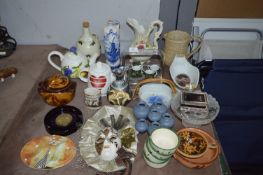 Pottery Items; Teapots, Jugs, Fruit Bowls, Wall Ma