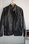 Black Leather Jacket Size:XXXL