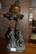 Bronze Effect Table Lamp Figurine - Boy & Girl