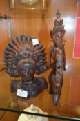 Two Ebony Bali Carved Teak Figurines