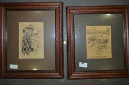 Pair of Framed Vintage Prints - Beginners Sea Fish