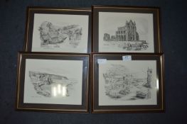 Set of Four Framed Prints - Robin Hood's Bay, Whit