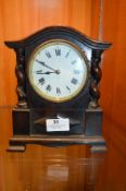 Oak Cased Mantel Clock with Barley Twist Columns