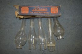 Selection of Six Oil lamp Glass Flute Chimneys