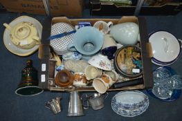 Box of Pottery and Glassware; Teapots, Jugs, Wade