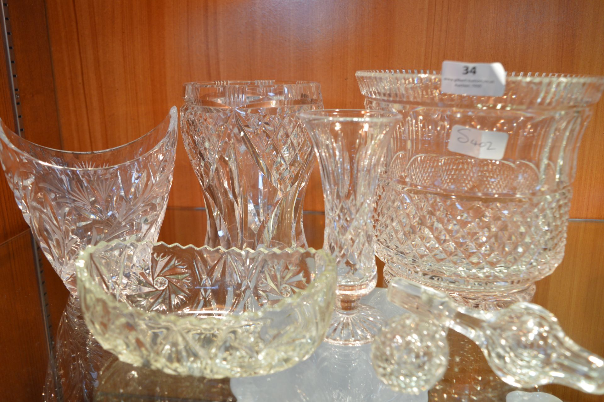 Lead Cut Crystal Glass Planter, Vases and Dish