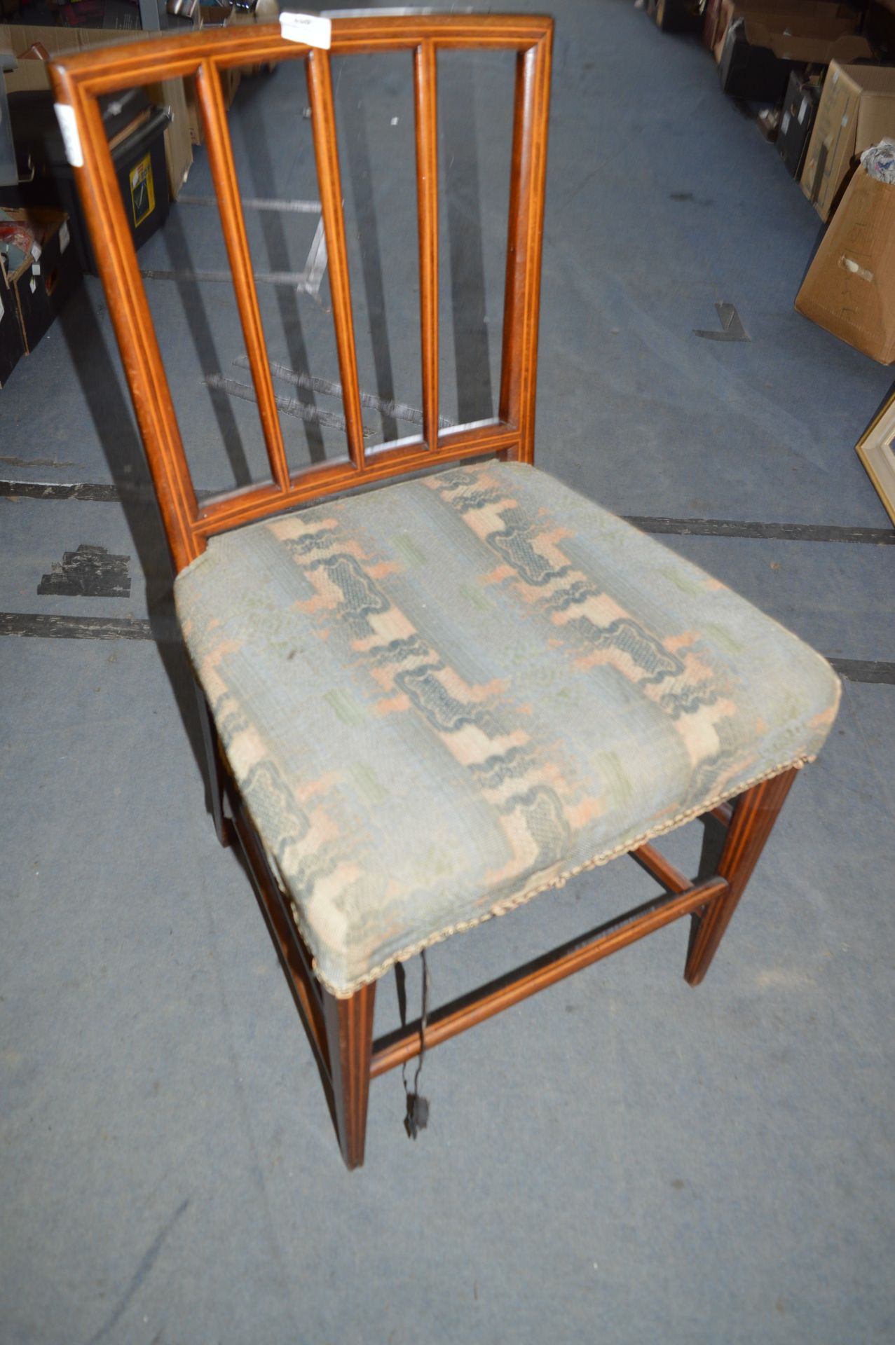 Inlaid Mahogany Dining Chair with Upholstered Seat