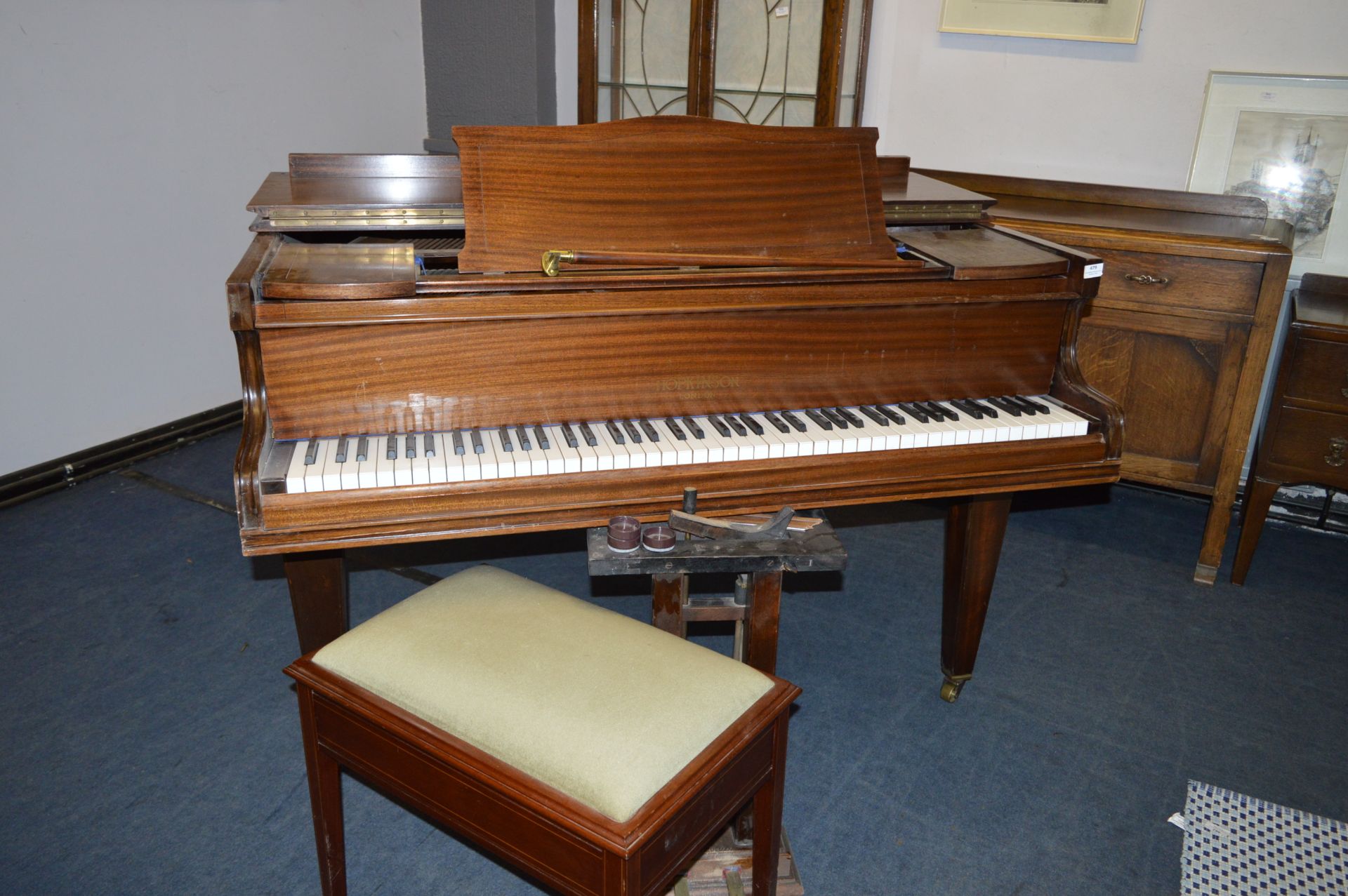 Hopkinson of London Walnut Cased Baby Grand Piano