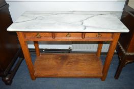 Oak Based Marble Topped Hall Table