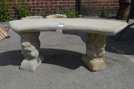 Reconstituted Limestone Garden Bench with Squirrel