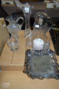 Glassware and Silver Plate Including Large Decante