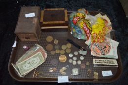 Tray Lot; Continental Coinage, Pin Badges, Beer Ma