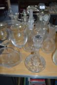 Quantity of Glassware; Decanters, Vases, Fruit Bow