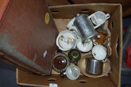 Box Containing Tea Ware and Teapots etc.