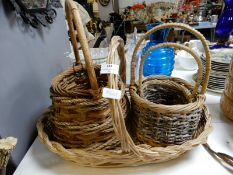 Four Wicker Baskets with Handles