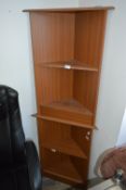 Pair of Teak Effect Corner Shelf Units