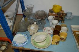 Glassware and Pottery; Fruit Bowls, Vases, Tea War