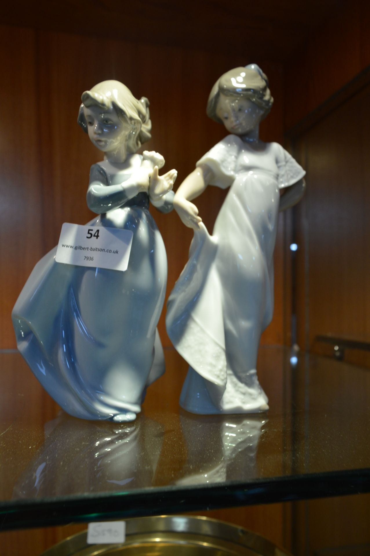 Two Nao Porcelain Figurines - Young Girls in Flowi
