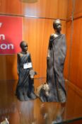 Pair of African Bronze Effect Figurines - Quiet Wa