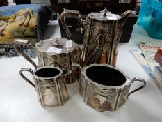 Britannia Silver Plated Four Piece Tea Set with En