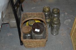 Wicker Basket Containing Sweets Jars and Preserve