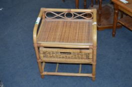 Cane & Wicker Stool with Drawer