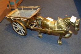 Heavy Brass Shire Horse with Cart