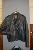 Black Leather Motorcycle Jacket Size:XL