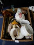 Box of Pottery; Rumtopf Jar, Dinnerware, Jugs, Pri
